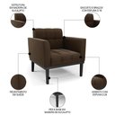 Ver imagem 3 de Poltrona Decorativa Base Madeira Preto Ana Suede Marrom - Ibiza