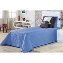 Ver imagem 1 de Kit Cobre Leito Solteiro Petit 5 Peças Matelassado com Almofada Casaborda - Azul