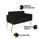 Ver imagem 4 de Sofá Namoradeira 2 Lugares Pé de Ferro Dourado Marisa Linho Preto D03