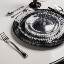 Conjunto 48 Pratos Rasos 28cm Pearl Cristal Wolff Transparente Redondos Restaurantes Mesa Posta - 9