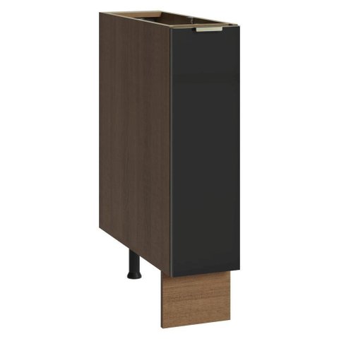 Balcão Porta-Temperos 20 cm 1 Porta (sem Tampo) Rustic/Preto Lux Madesa