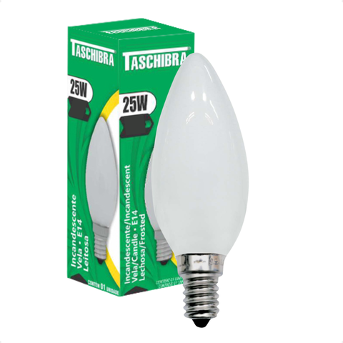 Kit 3 Lâmpadas Incandescente Taschibra Vela 25w E14 Leitosa 220v