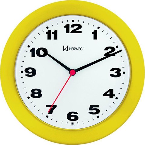 Relógio de Parede 21cm Plástico 6103 Herweg Amarelo