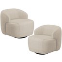 Ver imagem 1 de Kit 02 Poltronas Decorativa Orgânica Giratória para Sala Living Barolo L06 Linho Bege Escuro -