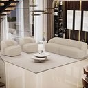 Ver imagem 2 de Kit 02 Poltronas Decorativa Orgânica Giratória para Sala Living Barolo L06 Linho Bege Escuro -
