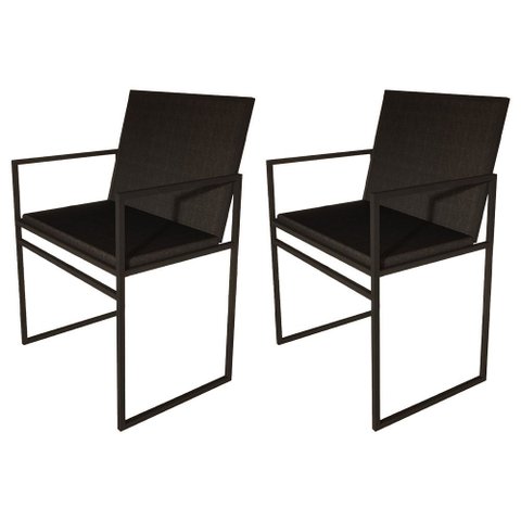 Kit 2 Poltronas Industriais Isa Estofadas Veludo para Sala Quarto e Recepção - Preto