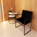 Ver imagem 2 de Kit 2 Poltronas Industriais Isa Estofadas Veludo para Sala Quarto e Recepção - Preto