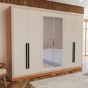 Ver imagem 1 de Guarda-roupa Valência 6 Portas 4 Gavetas com Espelho Freijó/creme - Politorno