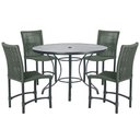 Ver imagem 1 de Mesa Ascoli 100 Cm com 4 Cadeiras Cannes de Alumínio, Pintura Preta e Trama Tela de Corda Náutica