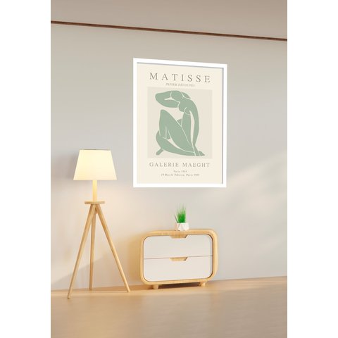 Quadro Decorativo Poster Matisse Mulher Verde - 70x50cm:moldura Preta