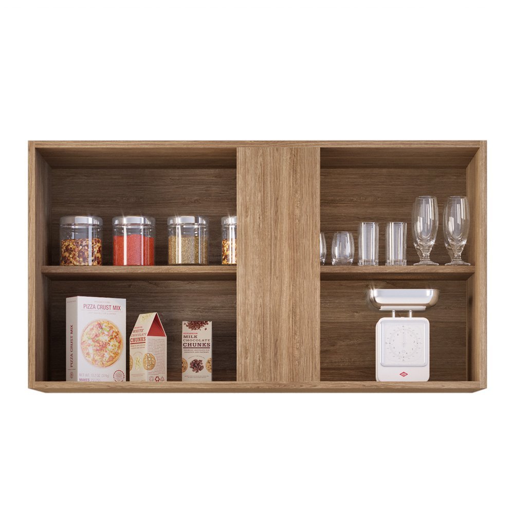 Armário Aéreo Indiana e Balcão Gabinete 100cm com Pia Inox Luziania Preto/Cinza- Lumil Lumil Móveis  - 11