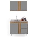 Ver imagem 7 de Armário Aéreo Indiana e Balcão Gabinete 100cm com Pia Inox Luziania Preto/Cinza- Lumil Lumil Móveis