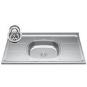 Ver mais imagens de Armário Aéreo Indiana e Balcão Gabinete 100cm com Pia Inox Luziania Preto/Cinza- Lumil Lumil Móveis