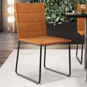 Ver imagem 2 de Cadeira Decorativa Estofada para Sala de Jantar Preto Maya L02 Couríssimo Canela - Lyam Decor Decor