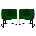 Ver imagem 1 de Kit 02 Poltronas Lua Sala Decorativa Base de Ferro Black Verde