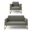 Ver imagem 1 de Sofá Namoradeira com Poltrona Base Industrial Alta Dourado Marisa Suede D03 - D’Rossi Grafite
