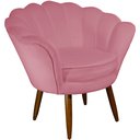 Ver imagem 1 de Poltrona Decorativa Pétala Pés Palito Suede Rosa