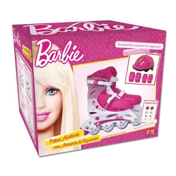 Patins Em Linha Barbie - Rosa - Patins em Linha 4 Rodas Rapariga