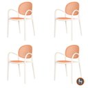 Ver imagem 1 de Kit 4 Cadeiras Empilhável Portofino Fratini Polipropileno Cor Nude e Assento Simulando Palha Rattan