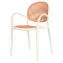 Ver imagem 4 de Kit 4 Cadeiras Empilhável Portofino Fratini Polipropileno Cor Nude e Assento Simulando Palha Rattan