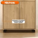 Ver imagem 6 de Armário Multiuso Toronto com 2 Portas 1 Gaveta e Nicho para Micro-Ondas com Rodízios Cinamomo