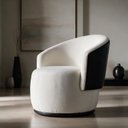 Ver imagem 1 de Poltrona Redonda Confortável Capri Compose Bouclé Corino Luxuosa p/ Sala Recepção Hall Consultório:B