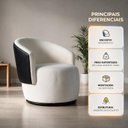 Ver imagem 2 de Poltrona Redonda Confortável Capri Compose Bouclé Corino Luxuosa p/ Sala Recepção Hall Consultório:B
