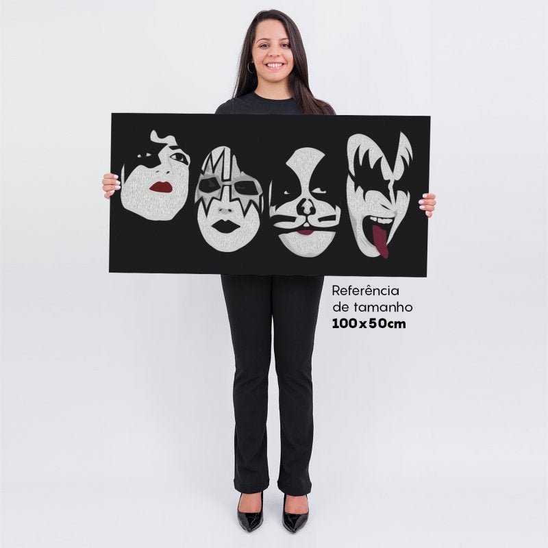 Quadro Banda Rock Grande Kiss Máscaras Decorativo 100x50 - 3