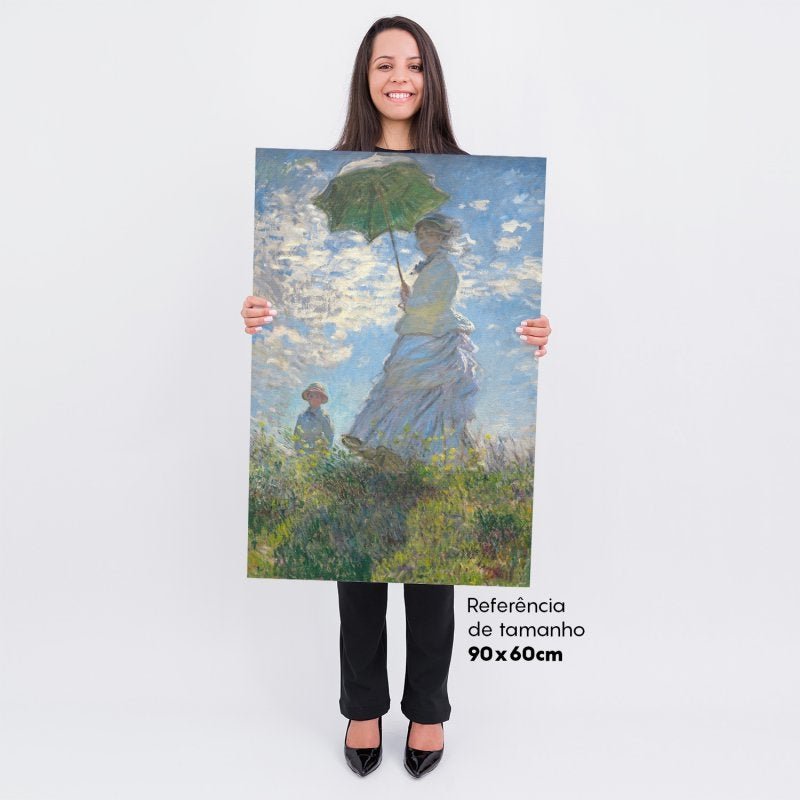 Quadro Monet Mulher Sombrinha Tela Tecido Canvas 90x60 - 3