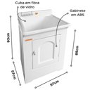 Ver imagem 2 de Gabinete Tanque 40l Lavar Roupas Calçados Branco em Fibra Área de Serviço Lavanderia Stilofibras