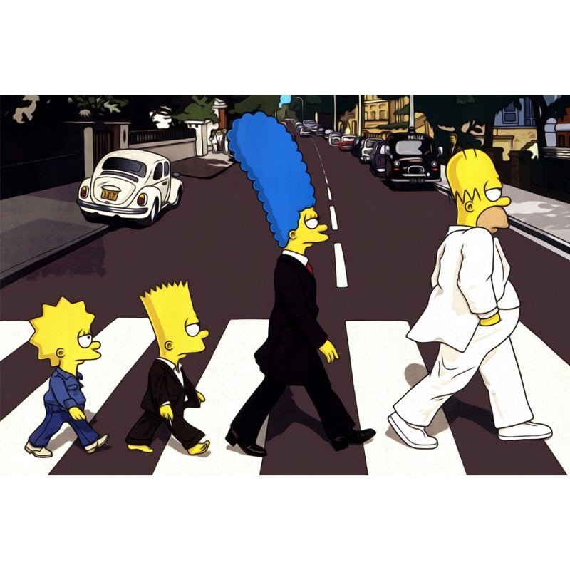 Quadro Os Simpsons Grande Beatles Abbey Road Sala 90x60 - 2