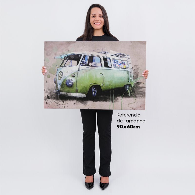 Quadro Retrô Vintage Kombi Decoração Tela Tecido 90x60 - 3