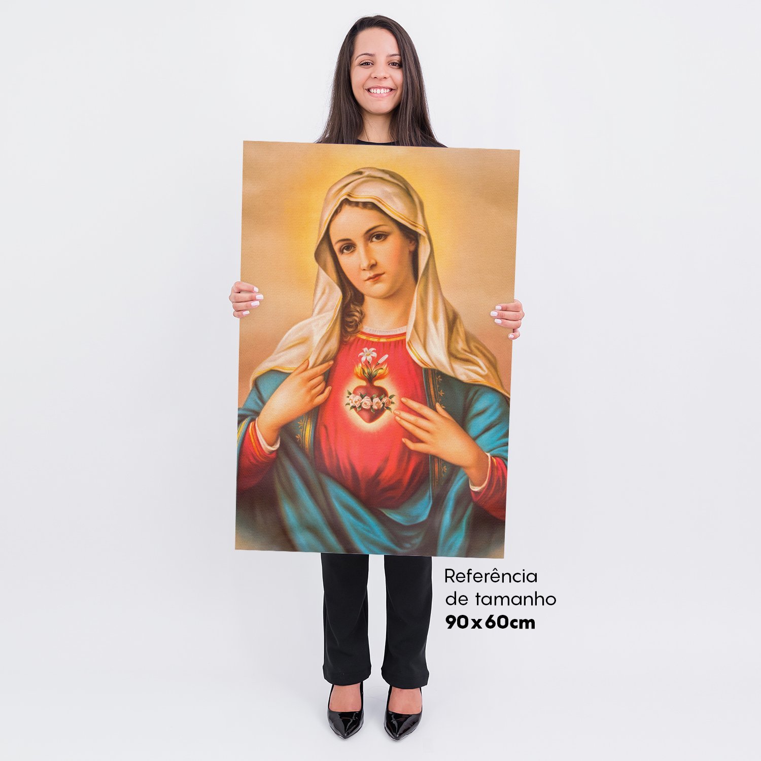 Quadro Sagrado Coração de Maria Imaculada Grande 90x60 - 2