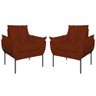 Kit 2 Poltronas Luxo Base Reforçada Metal Preta Cor:terracota - 1