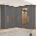 Ver imagem 1 de Módulo de Canto com Puxadores MDF e Espelho Paris Cinza/Onix