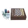 Jogo Xadrez Poker Tabuleiro Madeira Maleta Fichas Dados Pôquer Baralho Dados 24x24cm - 2
