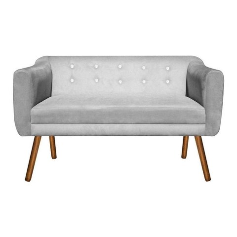 Poltrona Namoradeira Julia 2 Lugares Suede Cinza com Strass - D'Rossi
