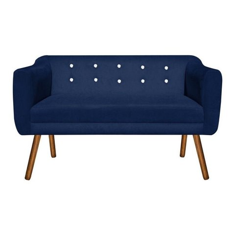 Poltrona Namoradeira Julia 2 Lugares Suede Azul Marinho com Strass - D'Rossi