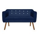 Ver imagem 1 de Poltrona Namoradeira Julia 2 Lugares Suede Azul Marinho com Strass - D'Rossi