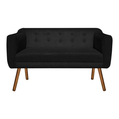 Poltrona Namoradeira Julia 2 Lugares Suede Preto - D'Rossi
