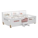 Ver imagem 2 de Cama Infantil Montessoriana Mary com Escada Led e Nicho Branco/mel