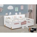Ver imagem 1 de Cama Infantil Montessoriana Mary com Escada Led e Nicho Branco/mel