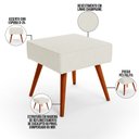 Ver imagem 2 de Puff Banqueta Decorativa com Pés Palito Lívia W01 Linho Champagne - Lyam Decor