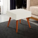 Ver imagem 1 de Puff Banqueta Decorativa com Pés Palito Lívia W01 Linho Champagne - Lyam Decor