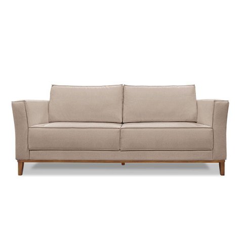 Sofá 2 Lugares Base de Madeira Grace 190 Cm Linho S04 - D'Rossi Cor Areia