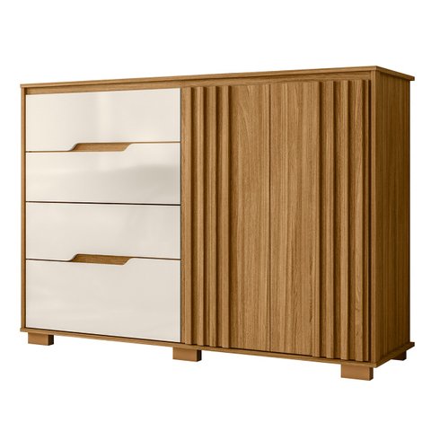 Cômoda para Quarto 4 Gavetas 147cm Gênova M07 Freijó/off White - Mpozenato