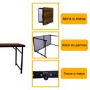 Ver imagem 3 de Mesa Dobrável de Aluminio Madeira Mdf 120 X 60 CM Camping Praia Jardim Portatil