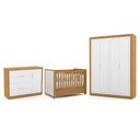 Ver imagem 1 de Dormitório Tutto New 4 Portas, Cômoda 1 Porta e Berço Freijó/branco Soft com Capitonê - Matic M