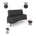 Ver imagem 3 de Sofá 2 Lugares Living 160cm Pé Ferro Pto Maraú Sintético Pu Preto K01 - D'Rossi