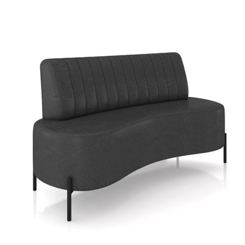 Sofá 2 Lugares Living 160cm Pé Ferro Pto Maraú Sintético Pu Preto K01 - D'Rossi